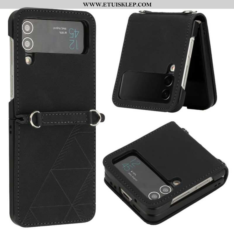 Etui do Samsung Galaxy Z Flip 4 Etui Folio Trójkąty Ze Sztucznej Skóry
